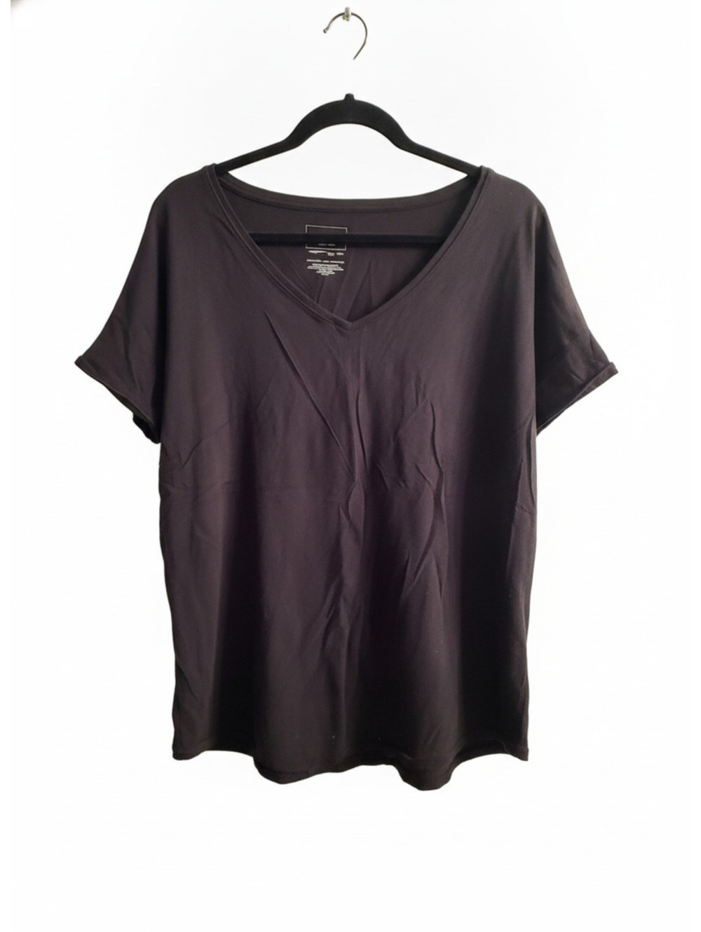 Sonoma Black V-Neck Cotton T-Shirt, Size Large